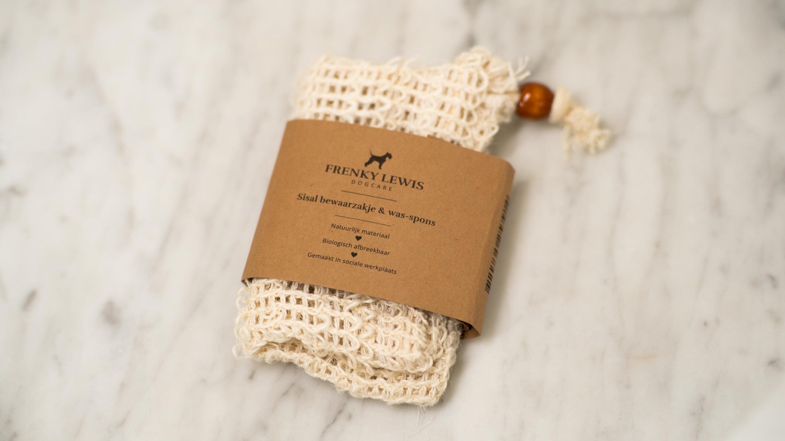 Sisal bewaarzakje & was-spons